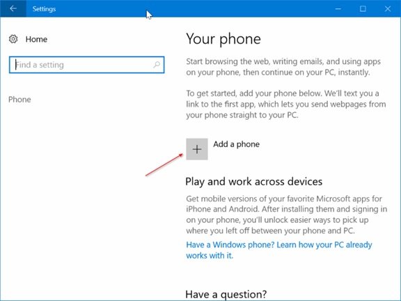Link Android or iPhone to Windows 10