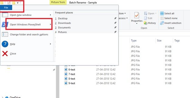 batch file rename with powershell
